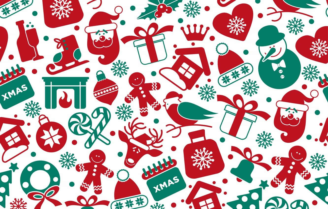 Red And Green Christmas Pattern Wallpaper
