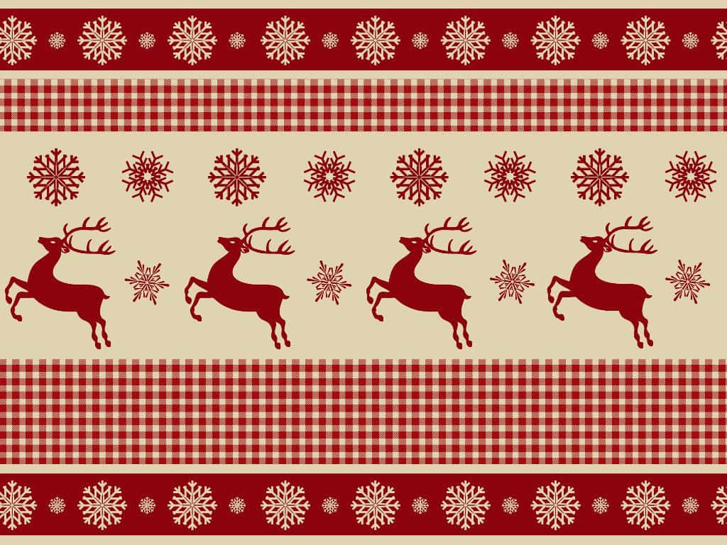 Reindeer Pattern Christmas Fabric Design Wallpaper