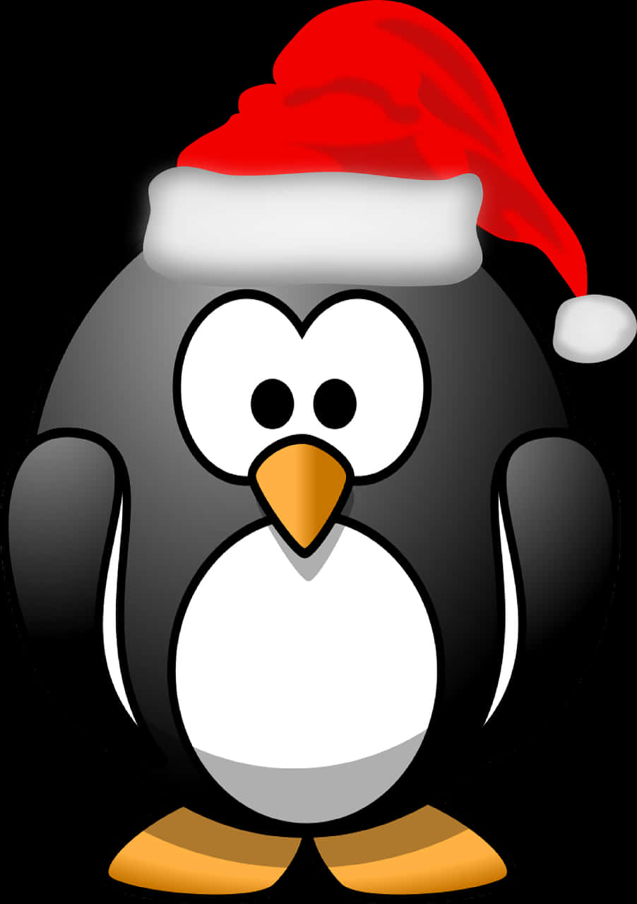 Christmas Penguin Cartoon Santa Hat PNG