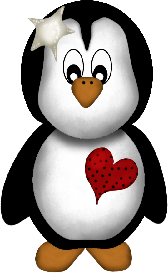 Christmas Penguinwith Heartand Star Clipart PNG