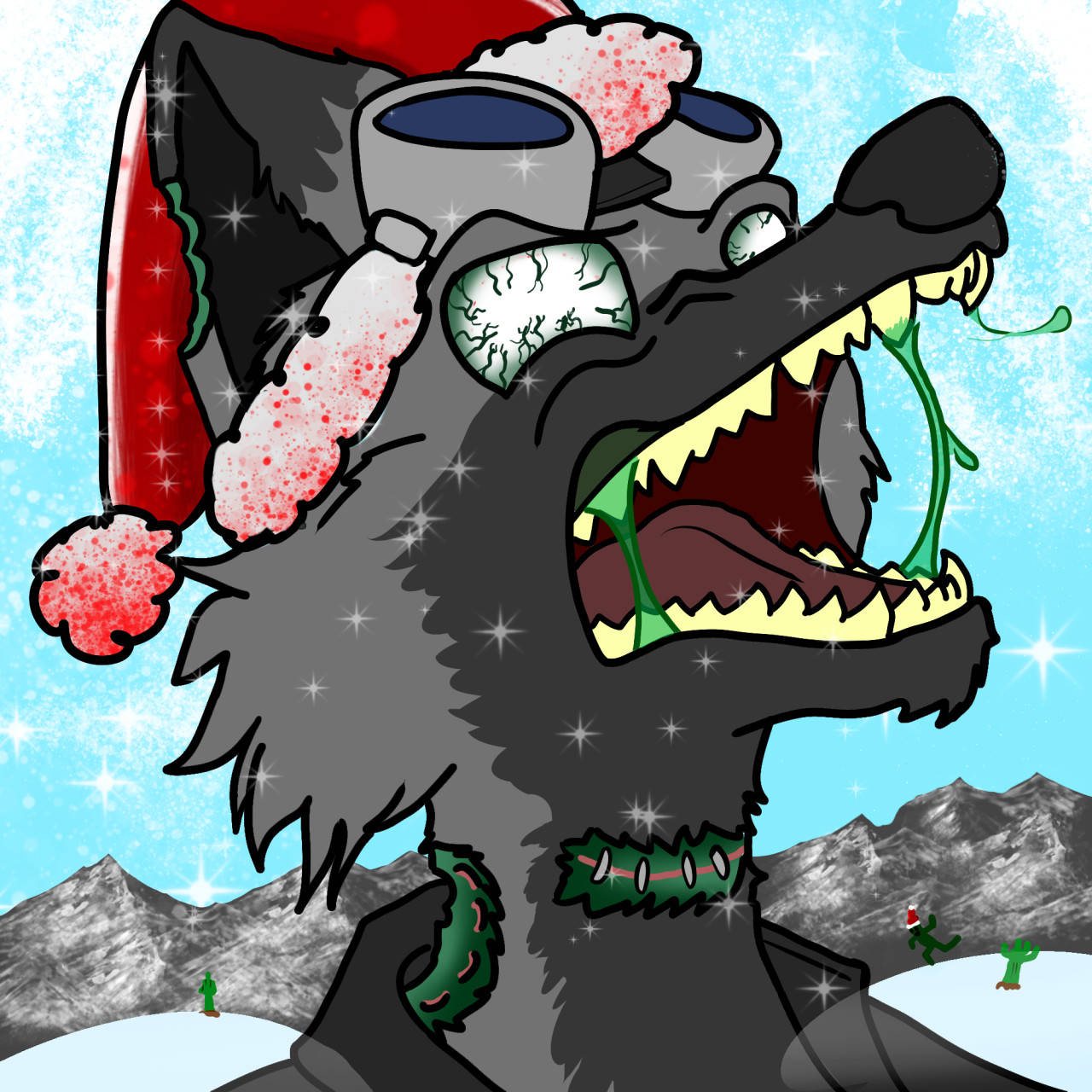 Majestic Christmas Pfp Wolf Howling Under the Moonlight Wallpaper