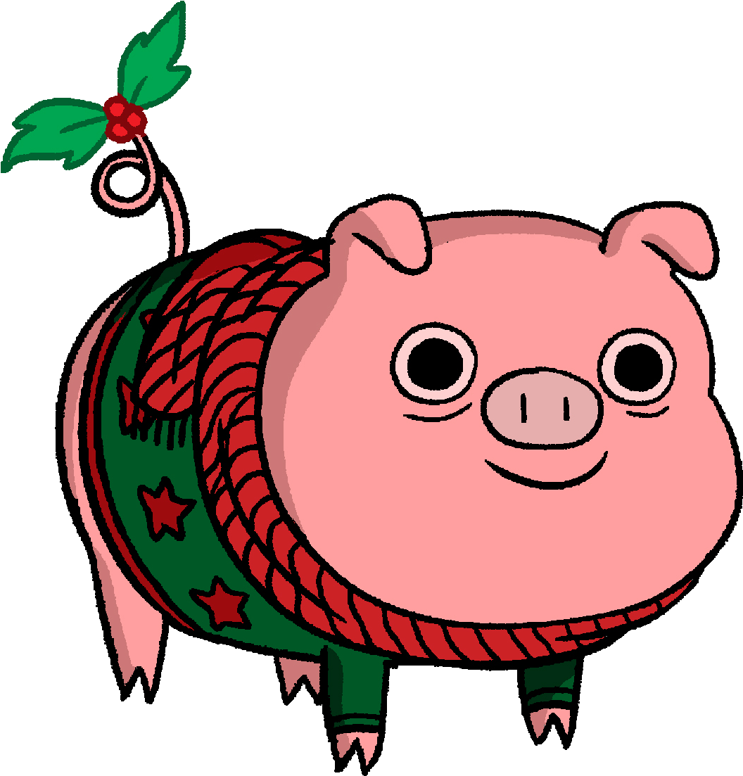 Christmas Pig Cartoon Illustration PNG