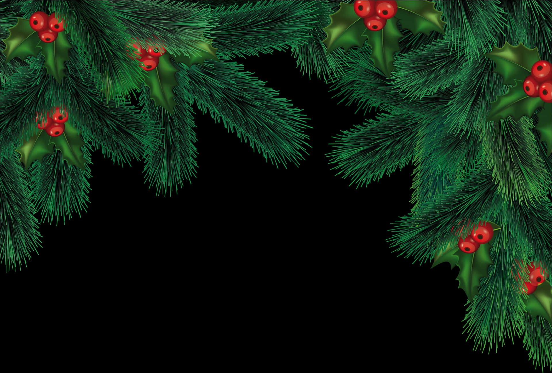 Christmas Pineand Berries Background PNG