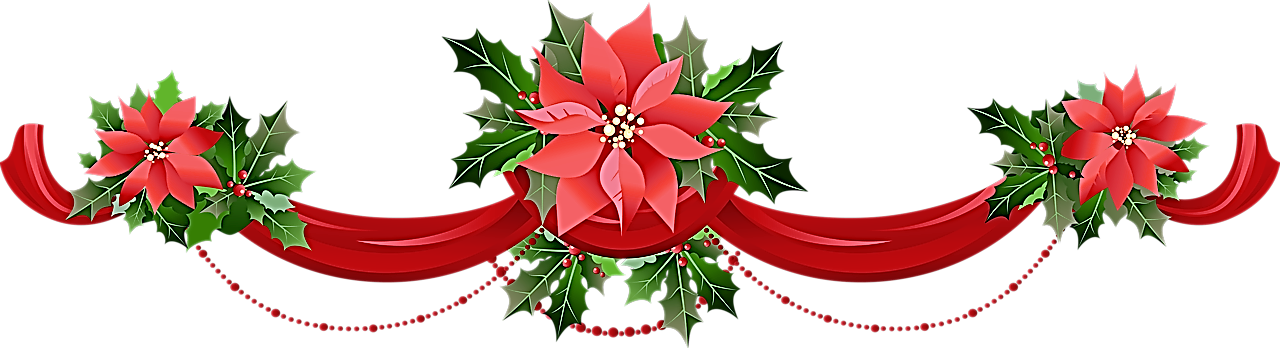 Christmas Poinsettia Decoration Banner PNG