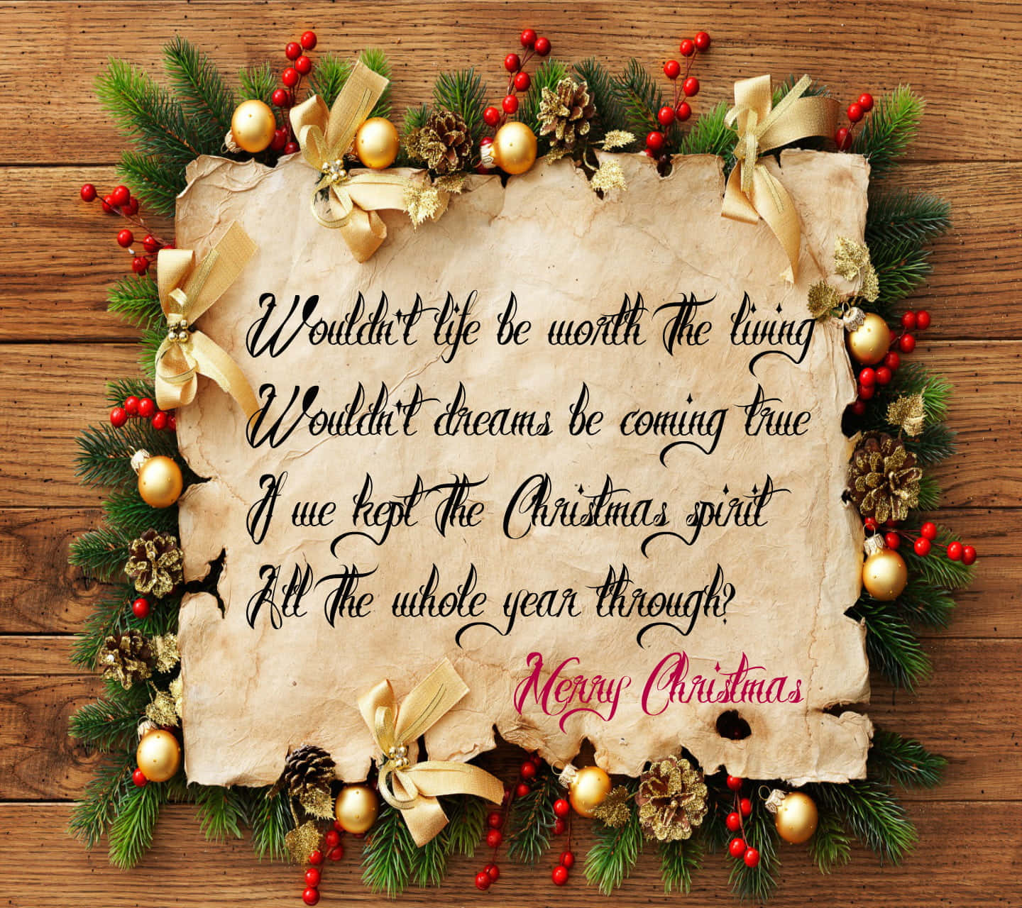 Christmas Quote: “Christmas isn't a season. It's a feeling". Wallpaper