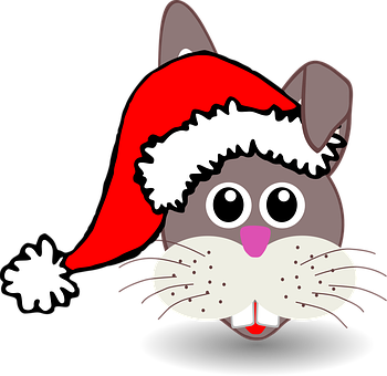 Christmas Rabbit Cartoon Santa Hat PNG