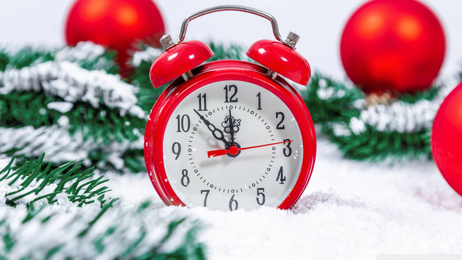 Christmas Red Alarm Clock Time Wallpaper