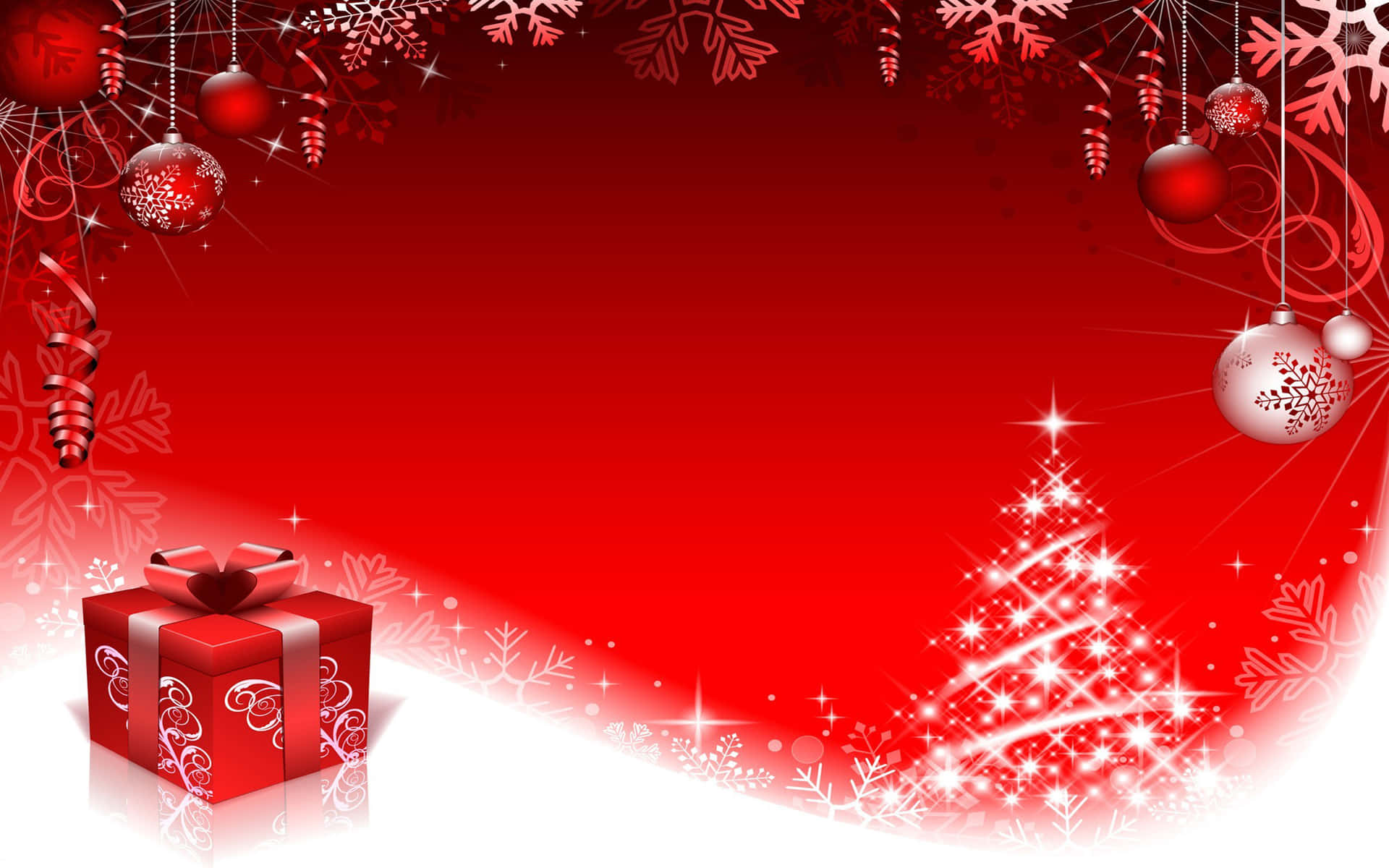 A vibrant Christmas Red background with a festive snowflake design