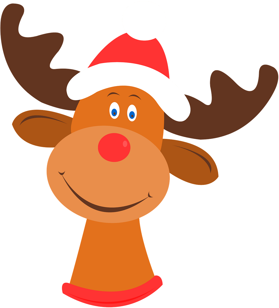 Christmas Reindeer Cartoon Santa Hat PNG