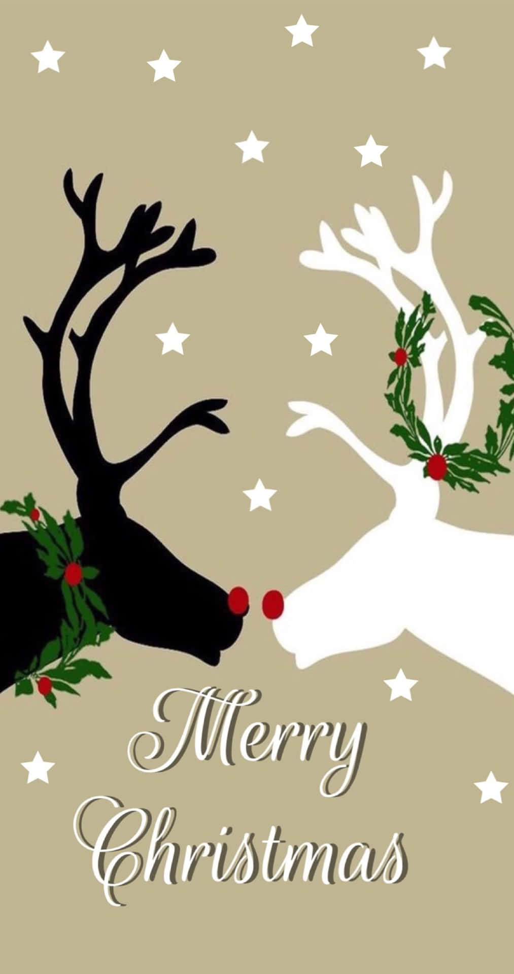 Christmas Reindeer Silhouette Greeting Wallpaper