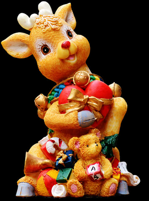 Christmas Reindeerand Teddy Bear Decoration PNG