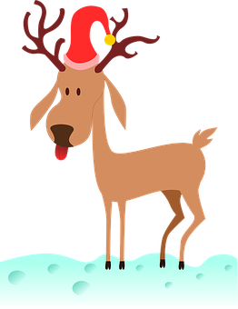 Christmas Reindeerin Santa Hat PNG