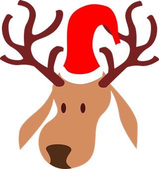 Christmas Reindeerwith Santa Hat PNG