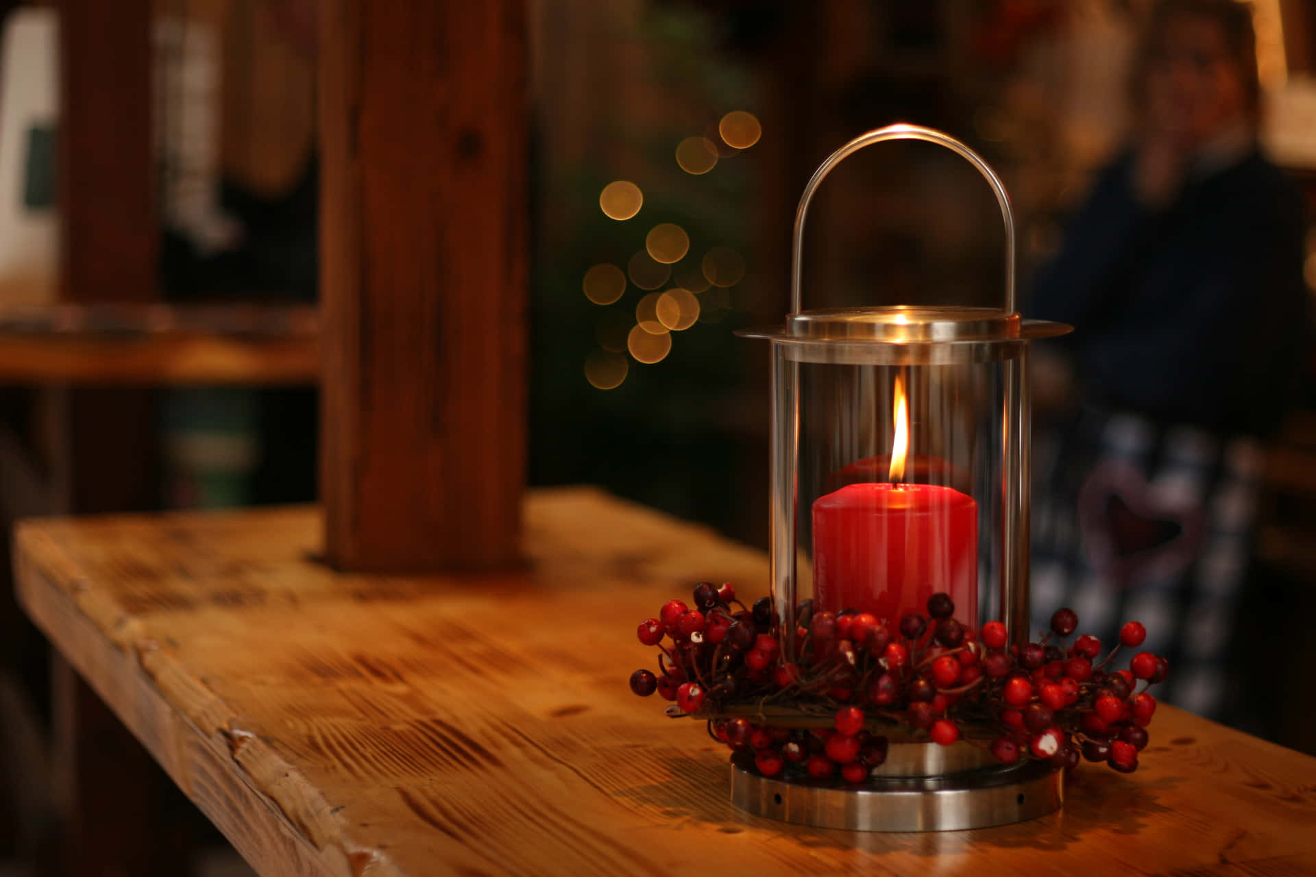Red Candle Christmas Scene Background