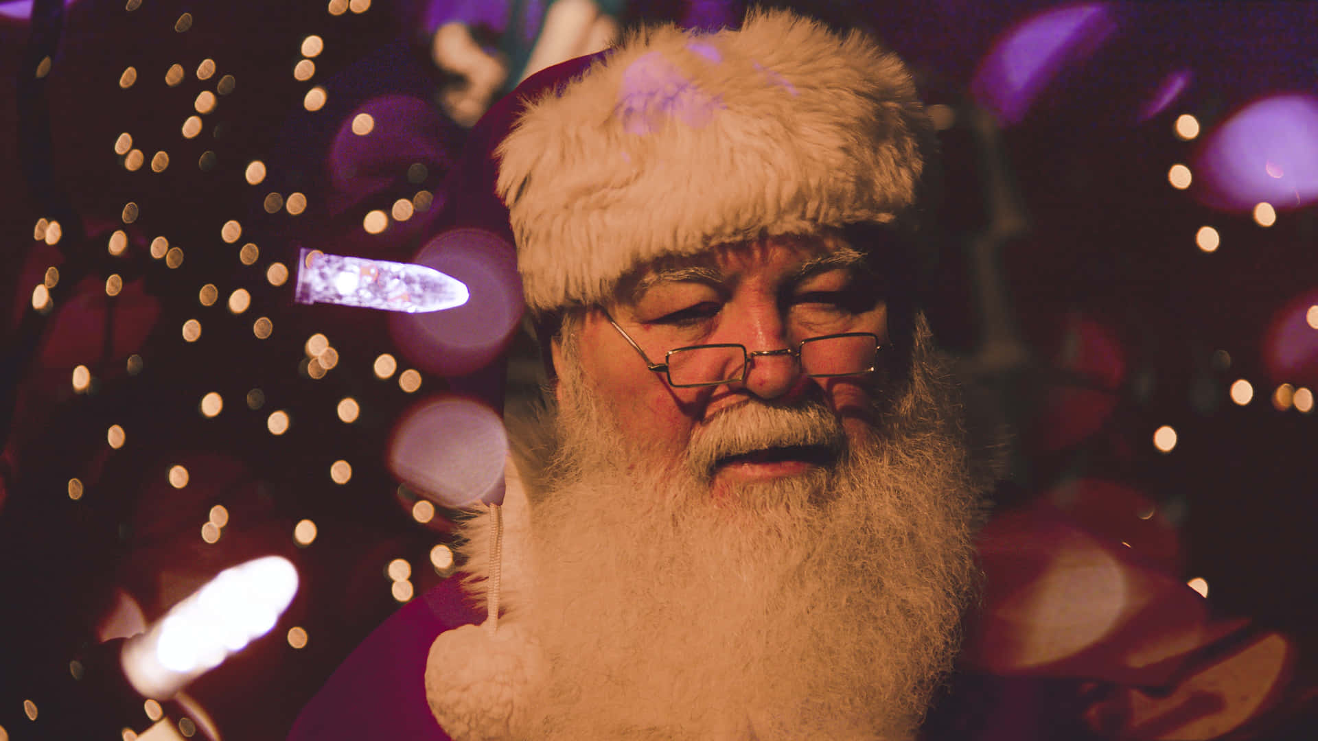 Escenade Santa Claus En Navidad Con Fondo Desenfocado De Bokeh.