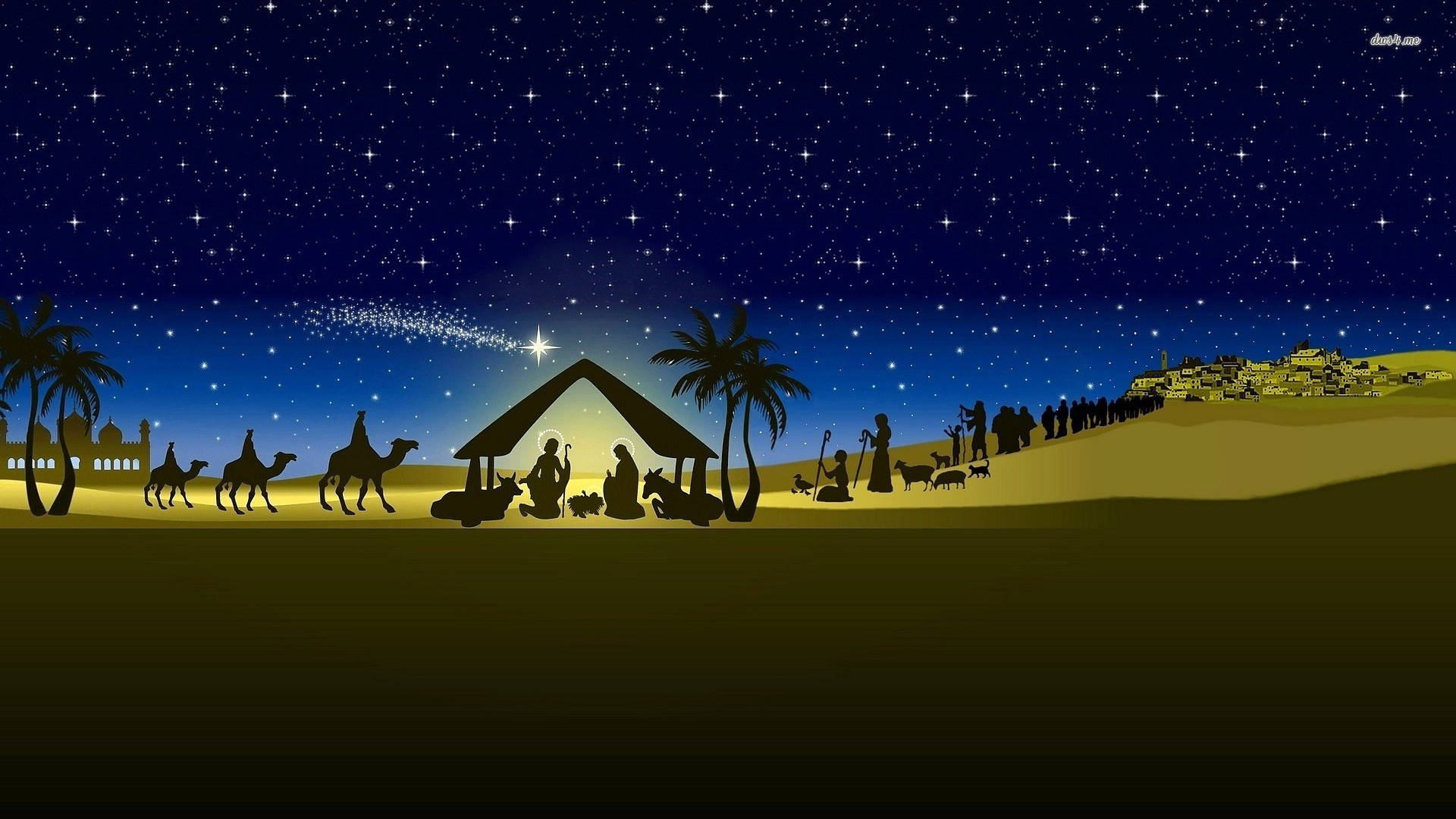 Weihnachtsszenendie Geburt Von Jesus Christus Wallpaper