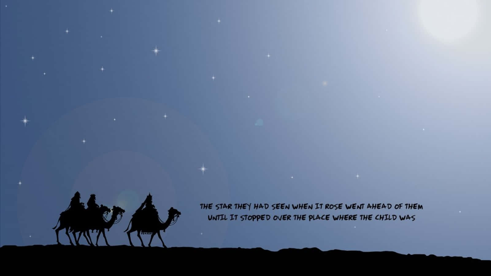 Escriturade Natal No Deserto À Noite. Papel de Parede
