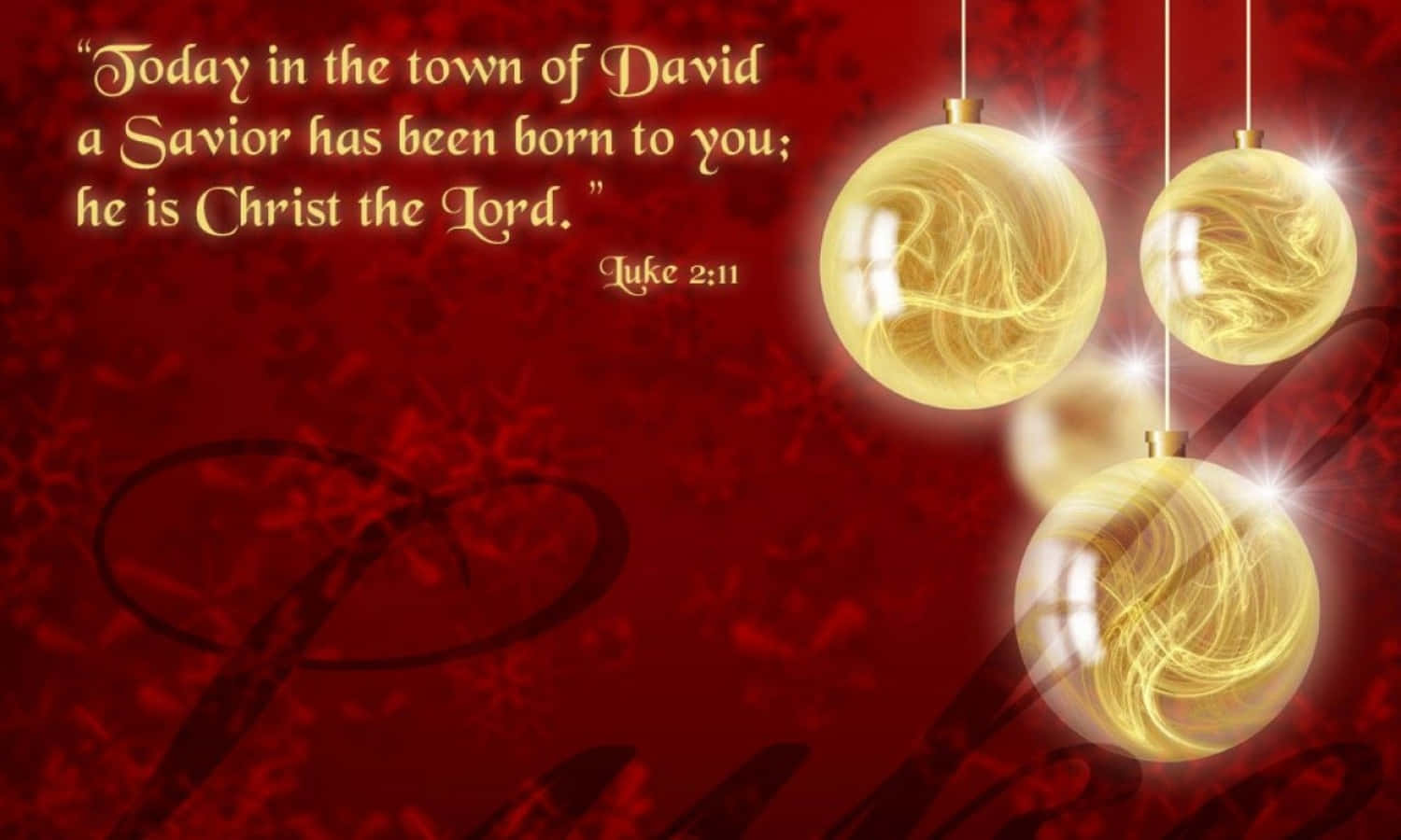 Christmas Scripture Red And Gold Christmas Balls Wallpaper