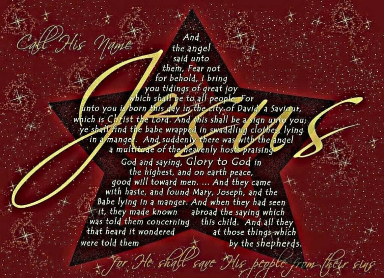 Stelladi Natale Con Scritture Rosse Aesthetic Sfondo