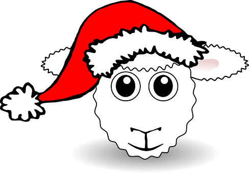 Christmas Sheep Cartoon Santa Hat PNG