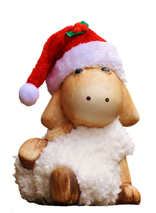 Christmas Sheep Decorationwith Santa Hat PNG