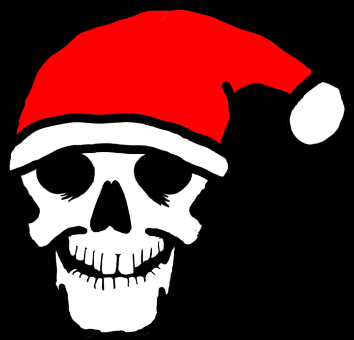 Christmas Skullwith Santa Hat PNG
