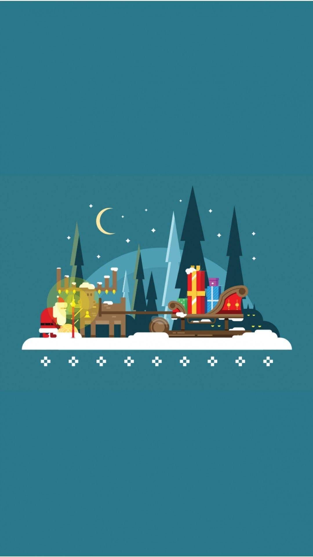 Christmas Sleigh Minimalist Android Wallpaper