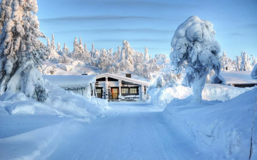 Enjoy a beautiful winter day with fresh snowfall on a Christmas morning. Wallpaper