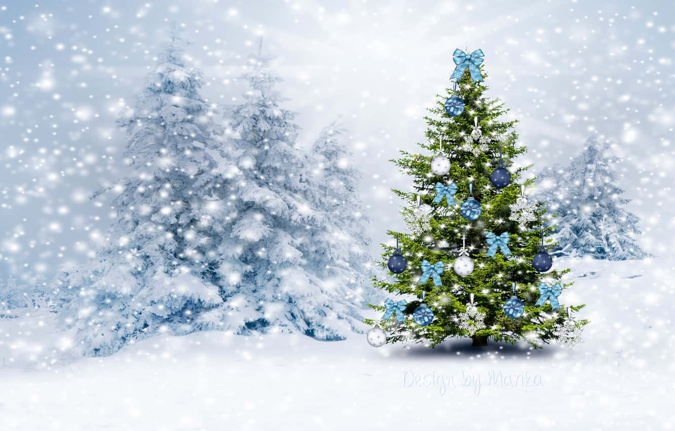 Glistening snowflakes bring holiday cheer this Christmas season. Wallpaper