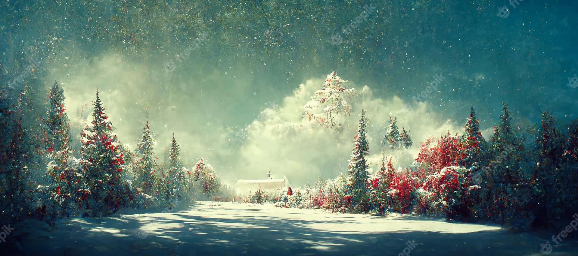 Fejr ferien sæsonen med et snefyldt julelandsby tapet. Wallpaper