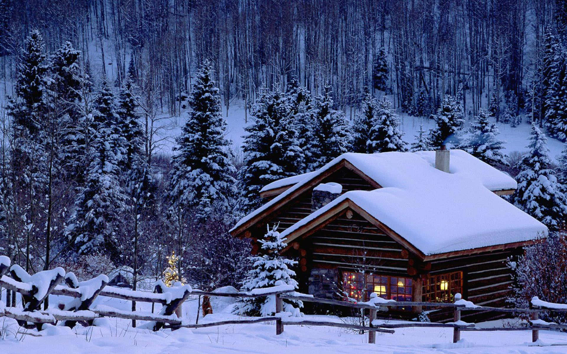 Sfondocon Paesaggio Di Un Villaggio Di Natale Sotto La Neve