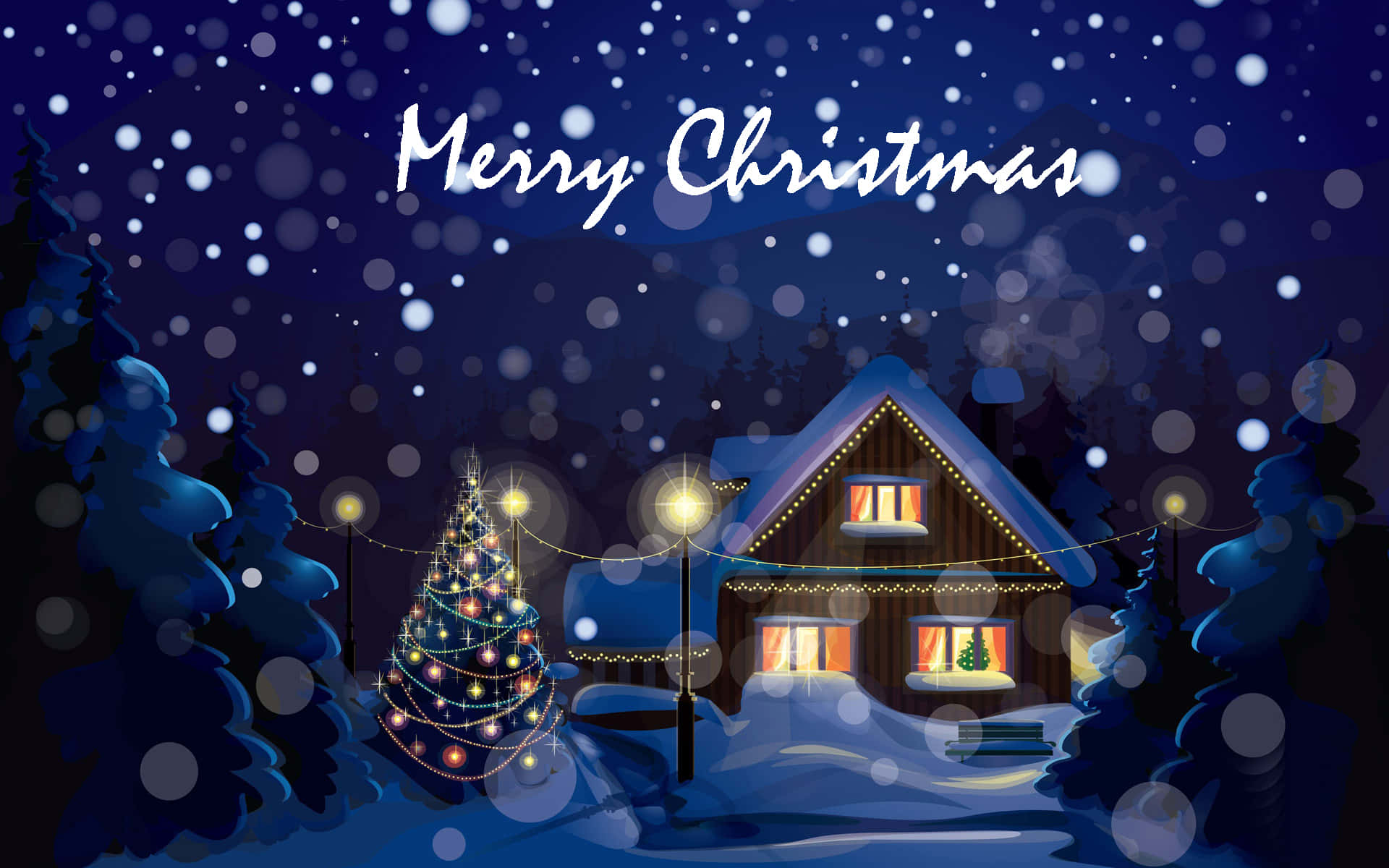 Landscape Christmas Greetings Snow Background
