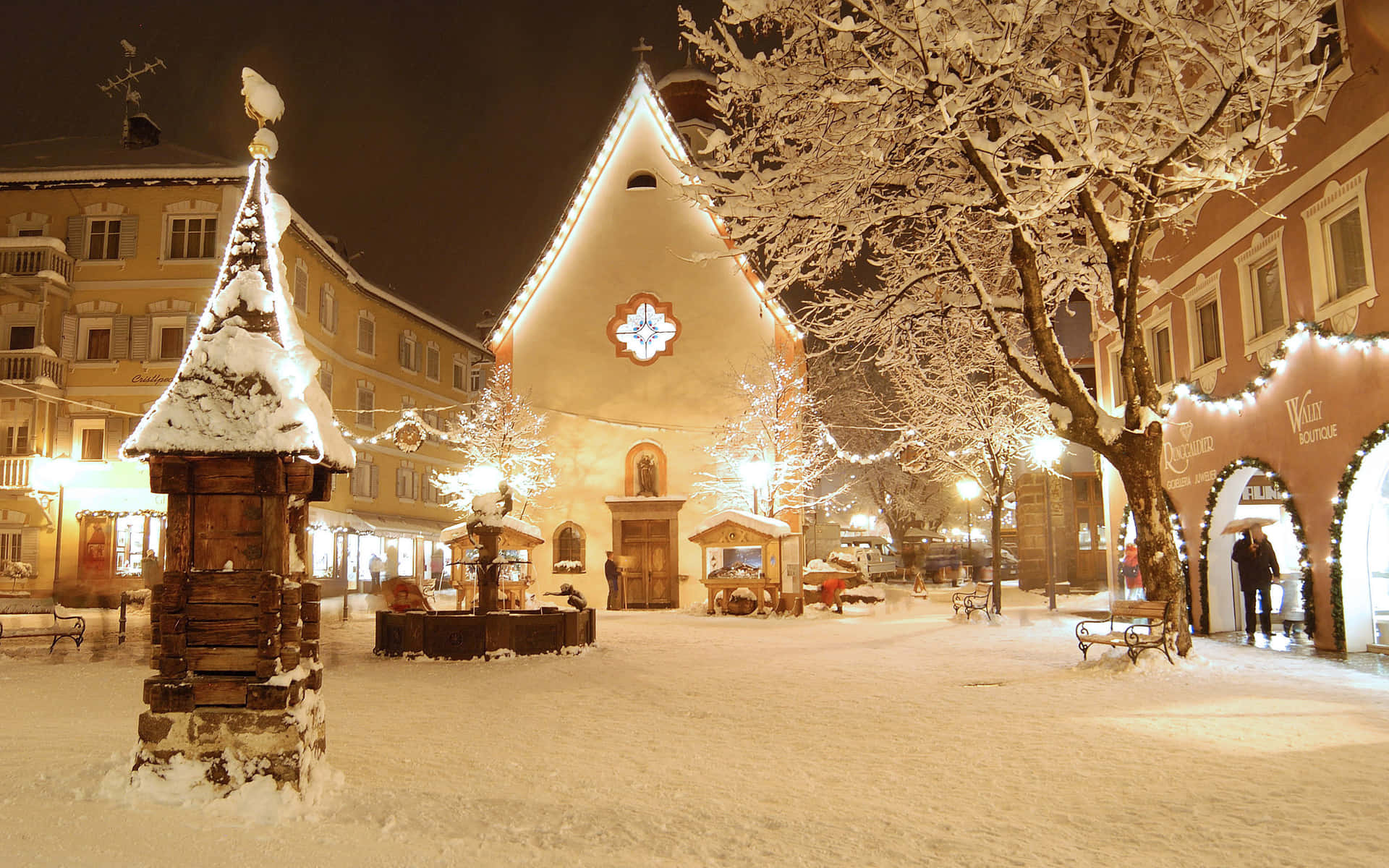 Firahögtiden Med En Fantastisk Julbakgrund Med Snöiga Motiv!