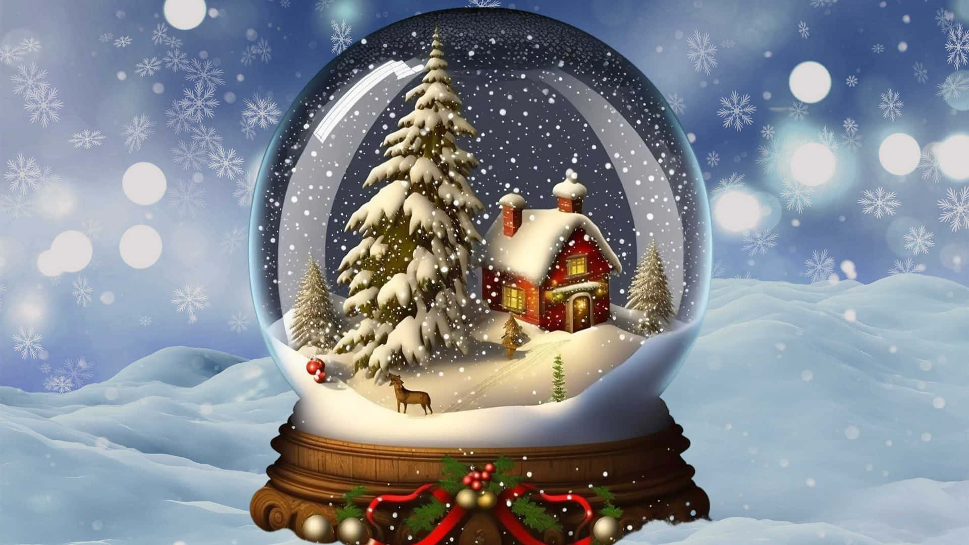 Christmas Snow Globe Magic Wallpaper