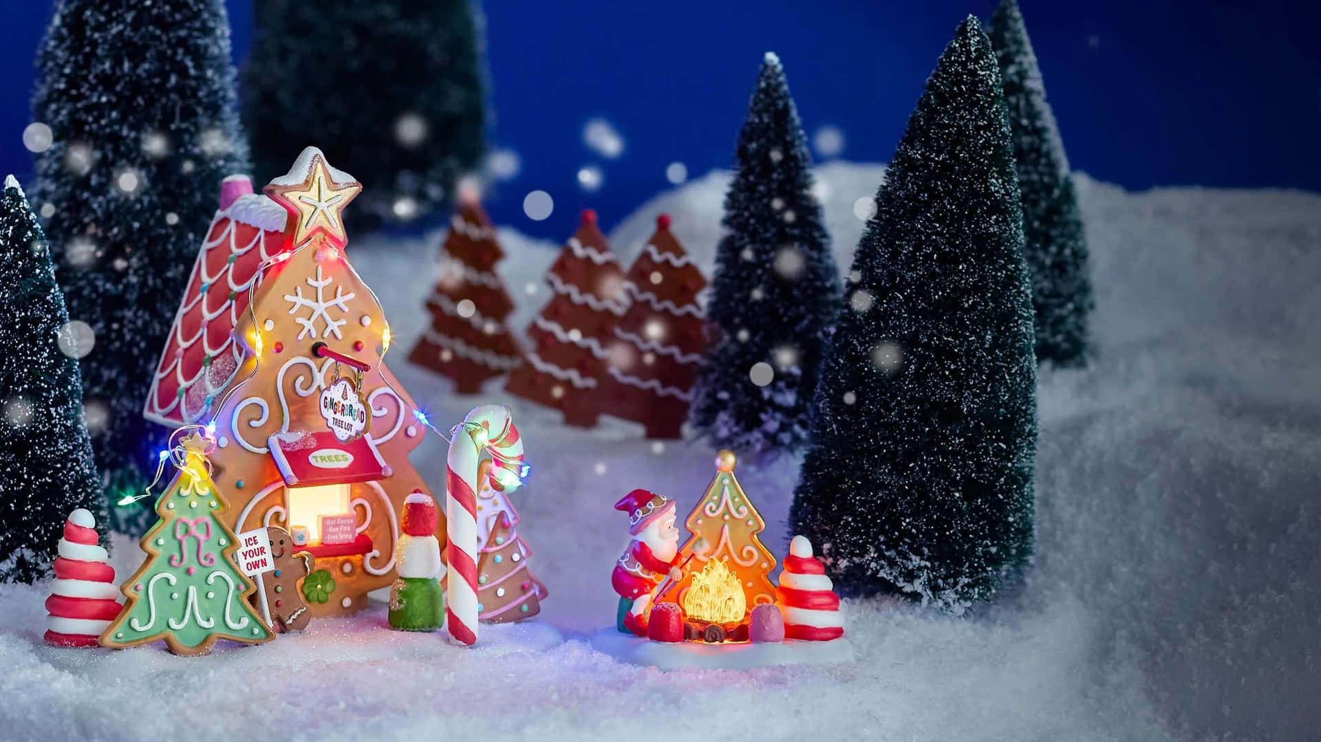 Christmas Snow Village Wallpaper