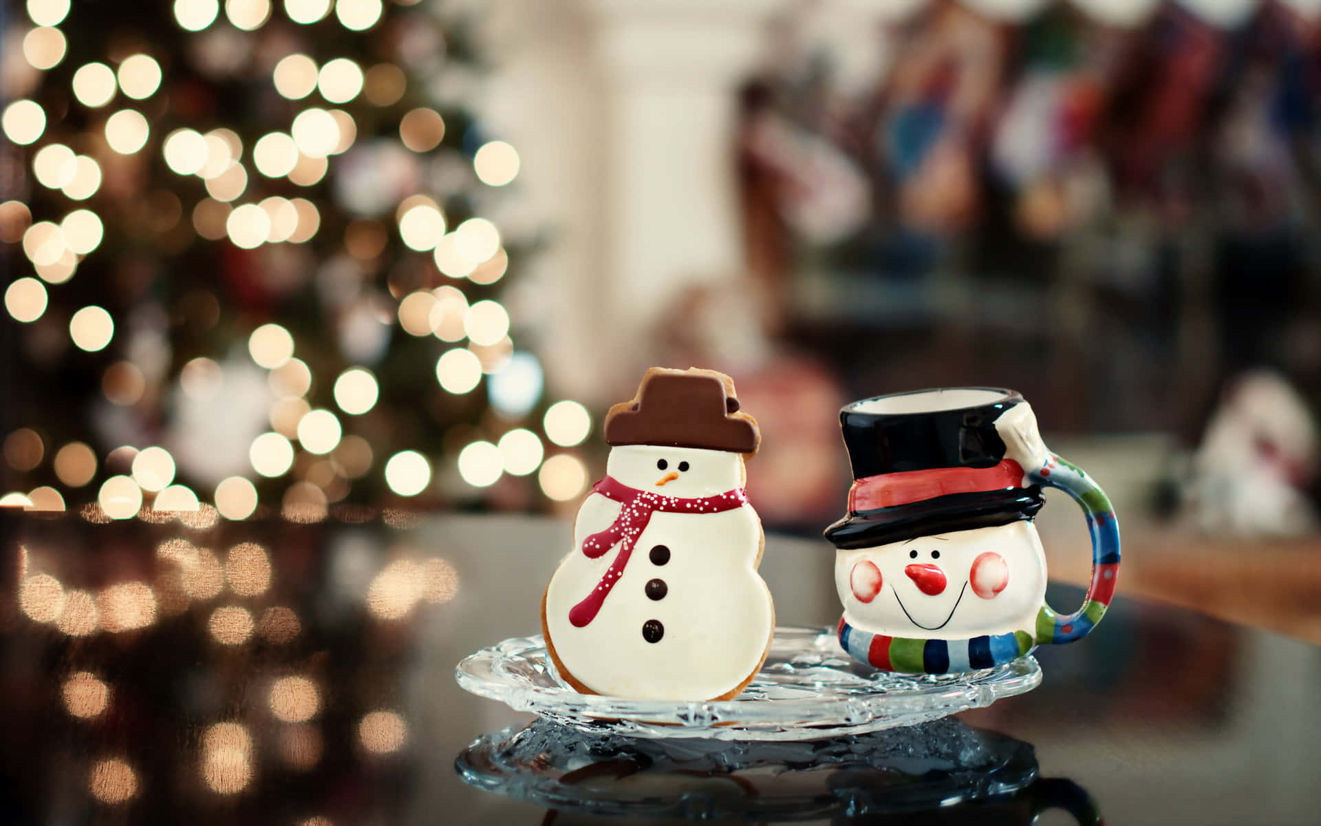 Christmas Snowman Cookies Decor Wallpaper