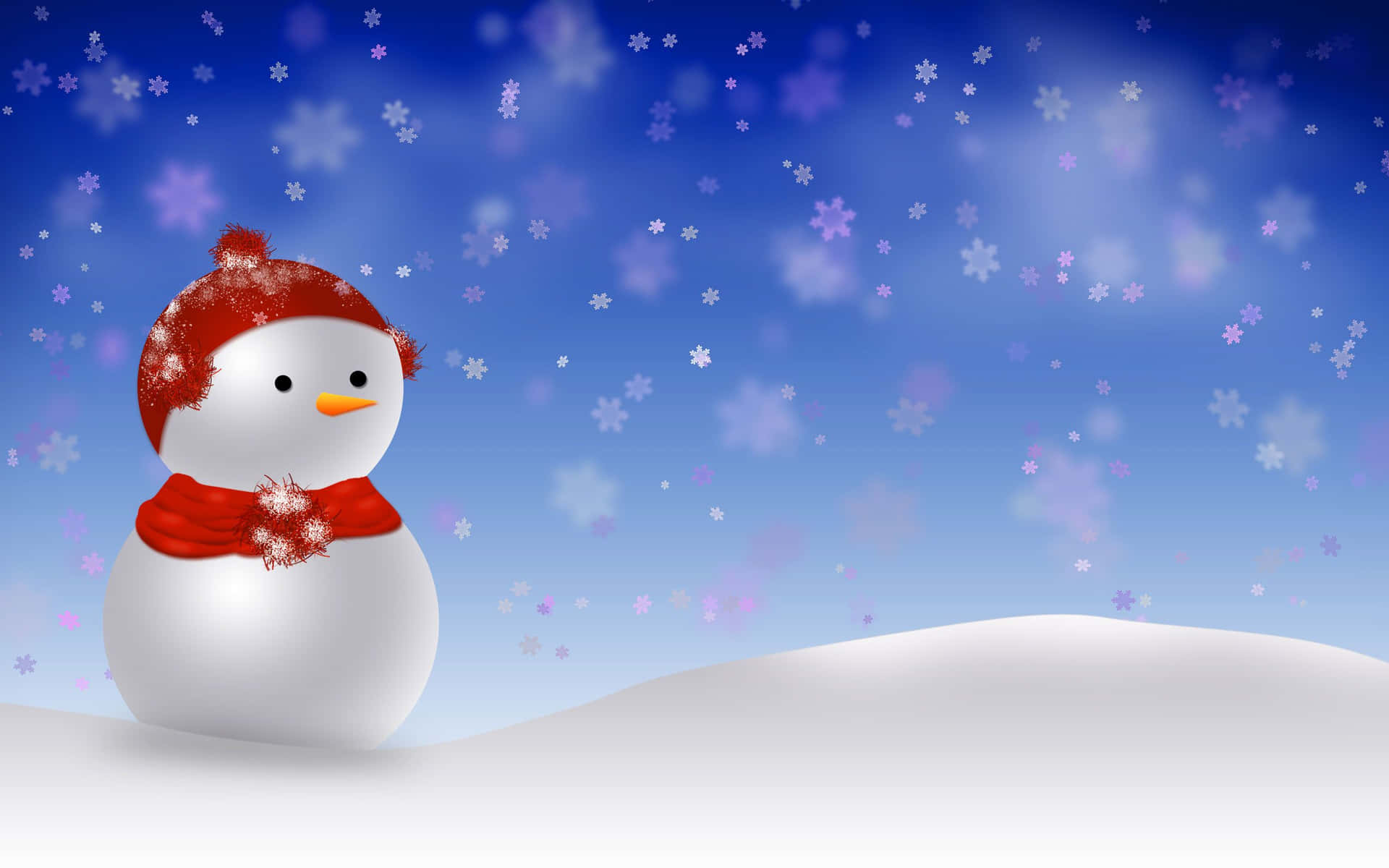 Christmas Snowman Snowy Ground Wallpaper