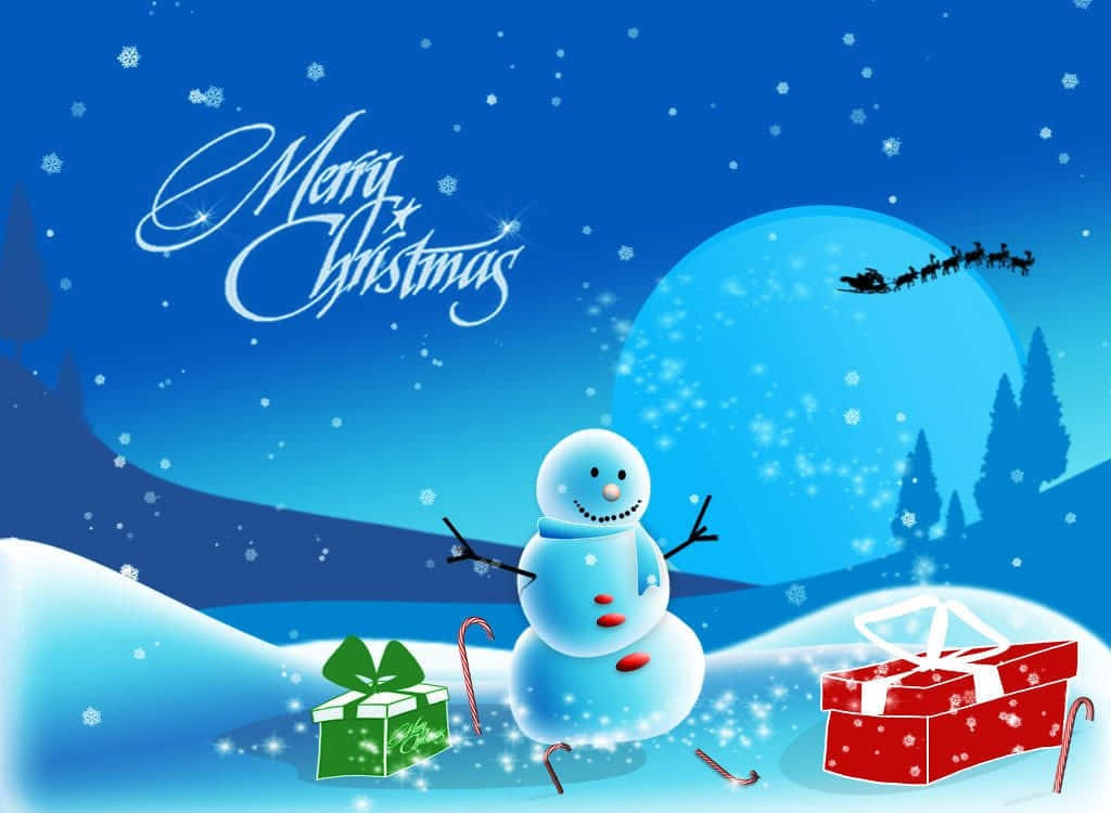 Christmas Snowman Gift Boxes Wallpaper