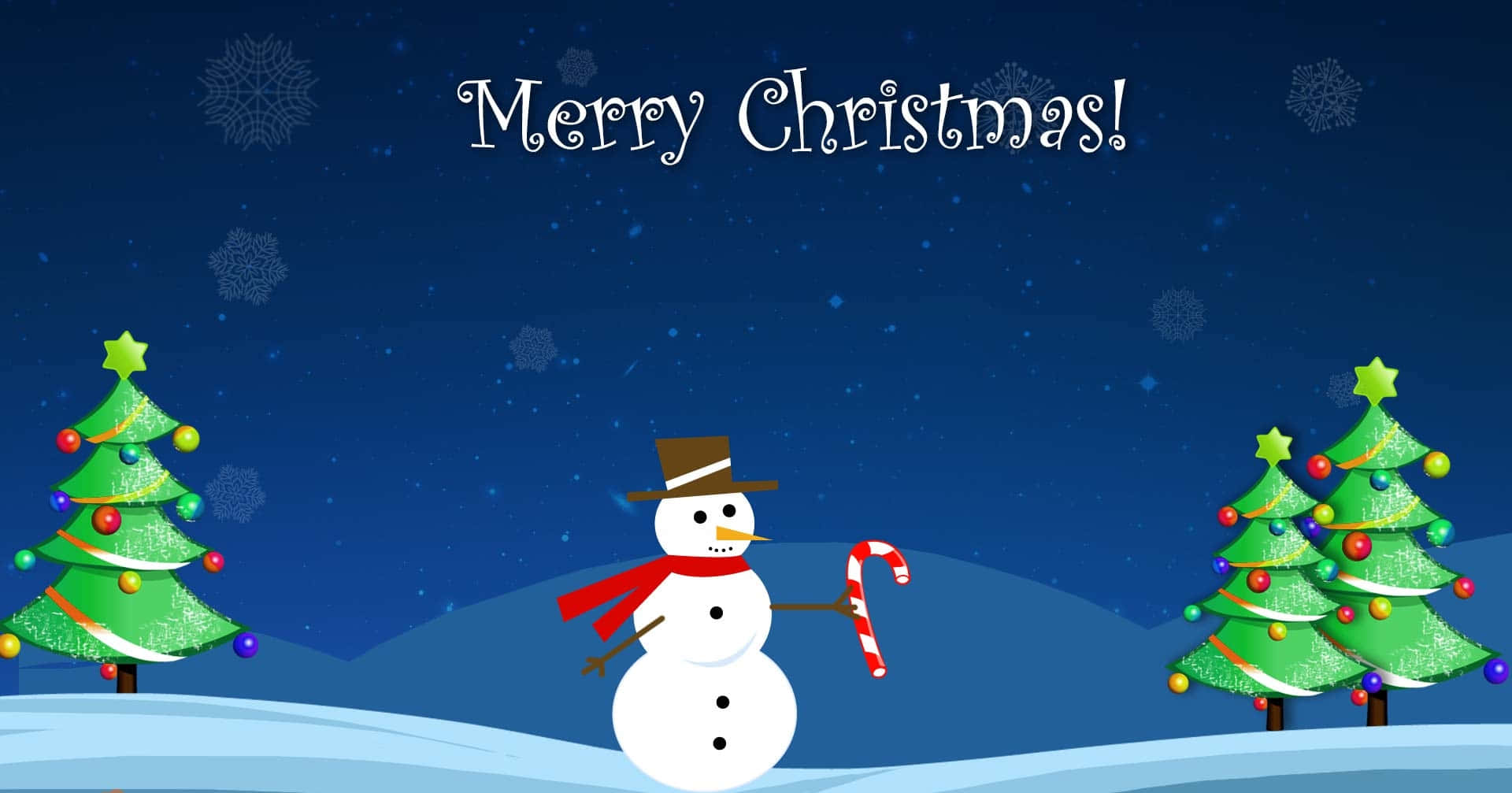 Christmas Snowman Holding Candy Cane Wallpaper