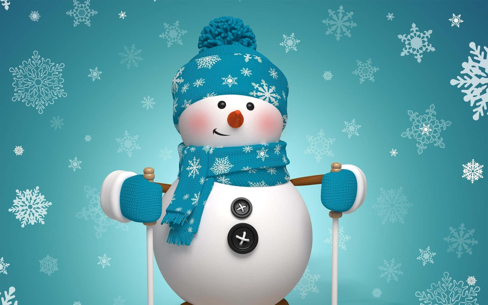 Christmas Snowman Blue Winter Clothes Wallpaper