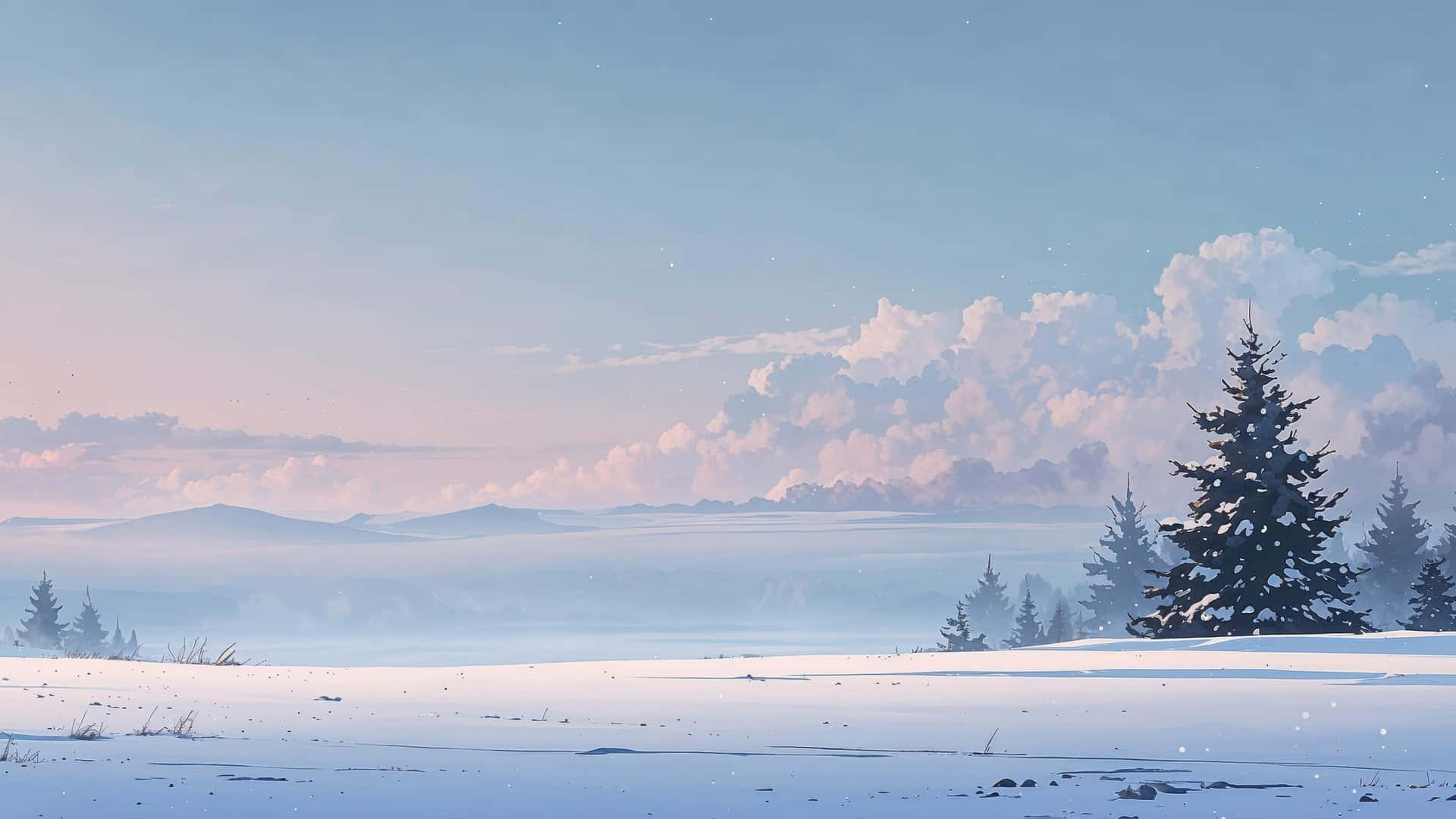 Christmas Snowy Landscape Wallpaper