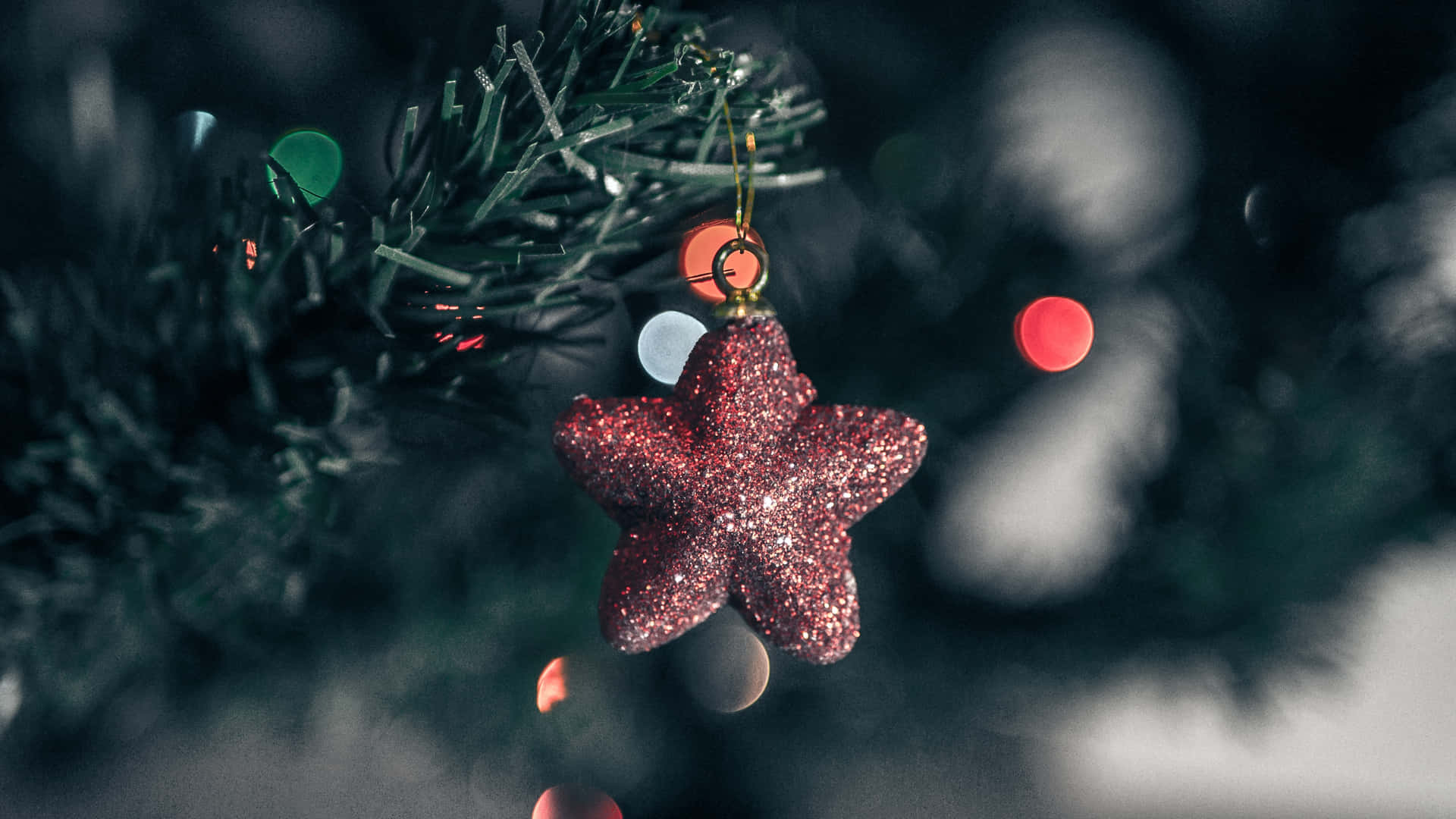 "A glimmering Christmas star illuminates the night sky." Wallpaper