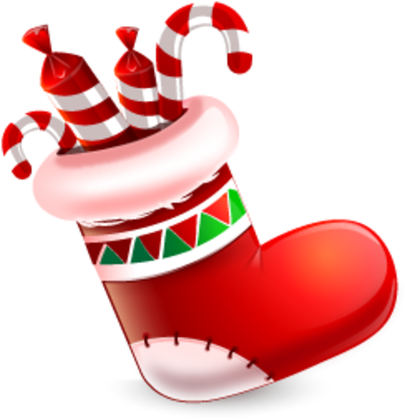 Christmas Stocking Candy Cane Clipart PNG