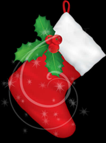 Christmas Stocking Holly Decoration PNG