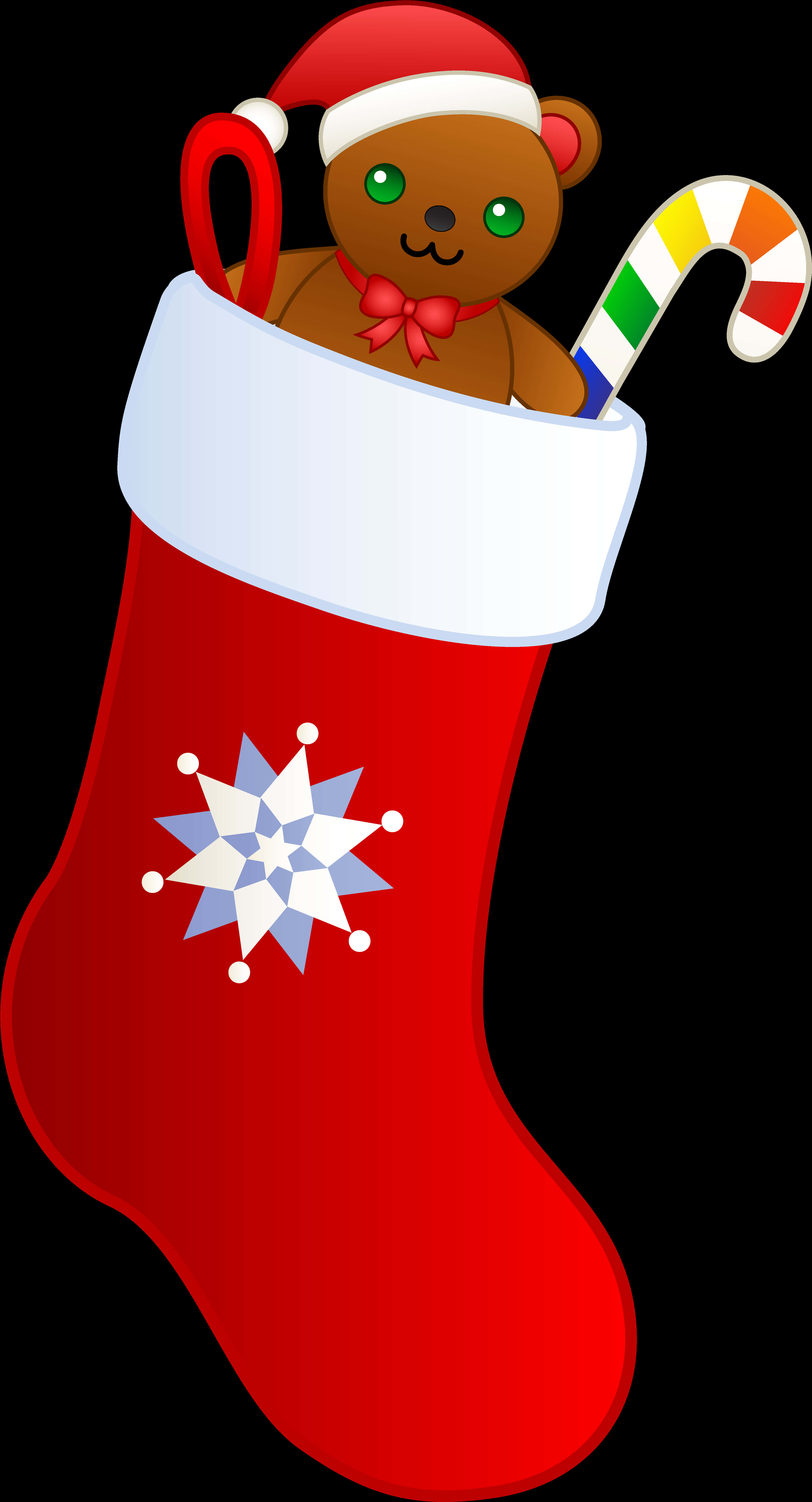 Christmas Stocking Teddy Bear Candy Cane PNG