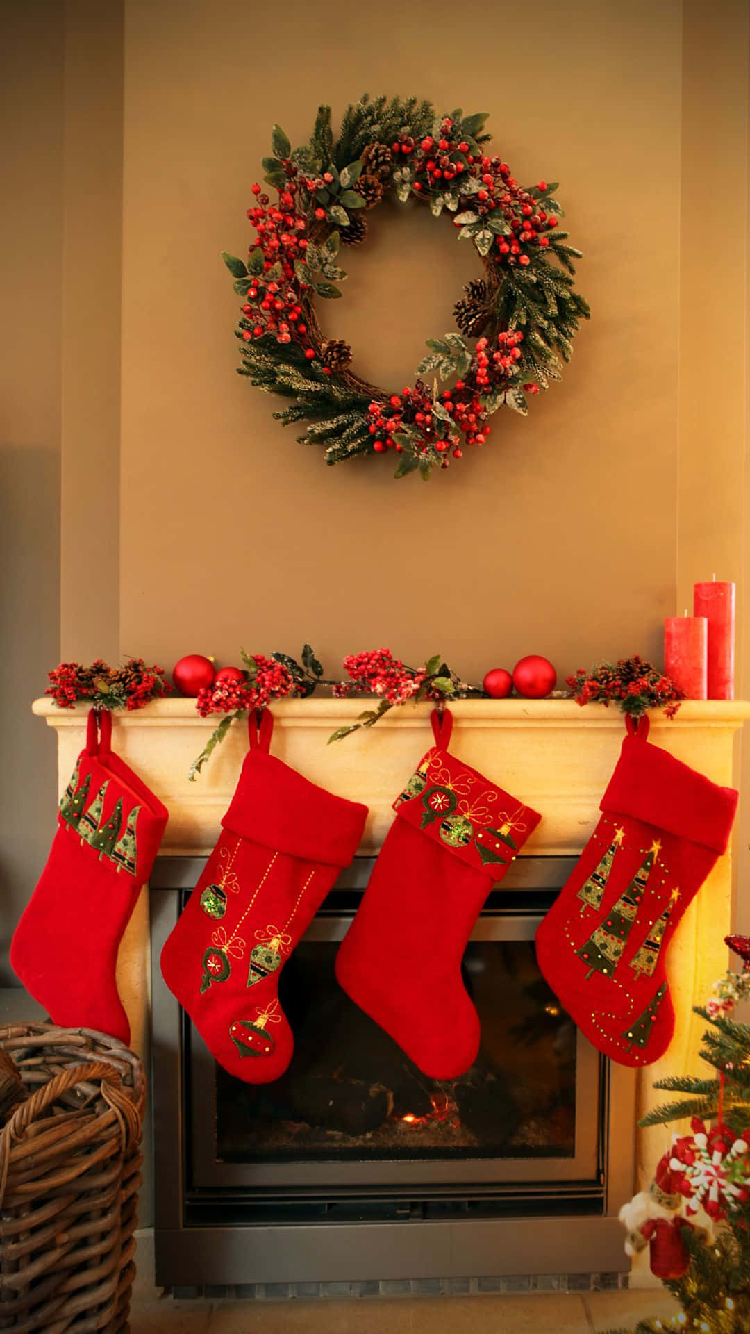 Download Christmas Stockings Fireplace Decor Wallpaper | Wallpapers.com