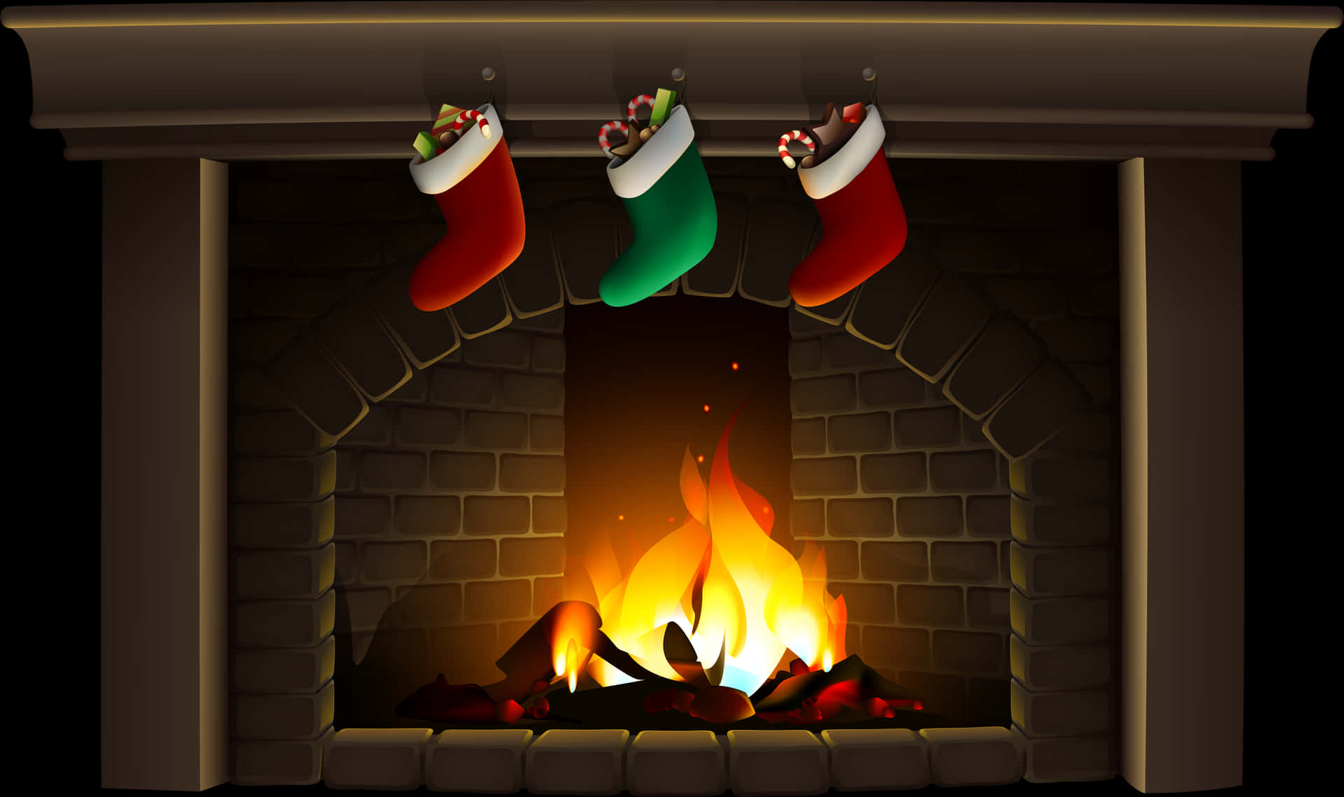 Christmas Stockingsby Fireplace PNG