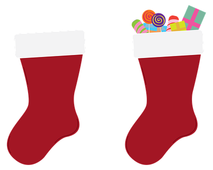 Christmas Stockingswith Candyand Gifts PNG