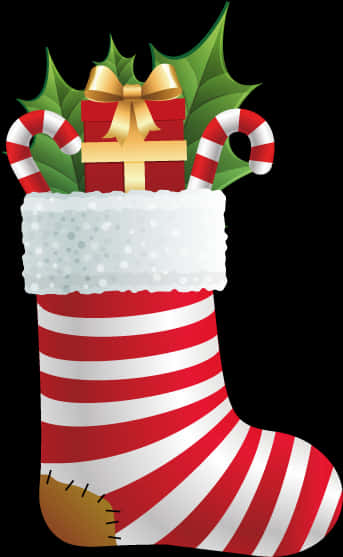 Christmas Stockingwith Giftsand Candy Canes PNG