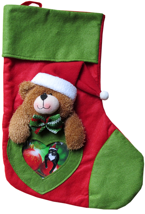 Christmas Stockingwith Teddy Bear PNG